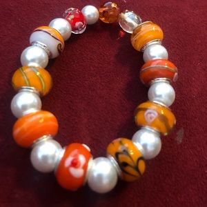 Orange & Pearl women’s bracelet